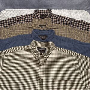 (4) Vintage LARGE Abercrombie Fitch Collar Button Down Shirt Mens Flannel Plaid